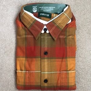 Orvis ,size large flannel shirt pumpkin colors